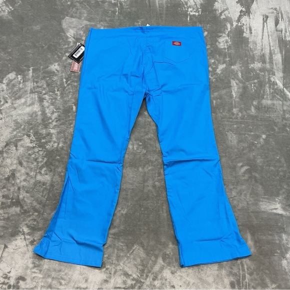 Dickies Scrub Bottoms Pants Women’s Large Easy Care Flare Solid Blue drawstring - Picture 5 of 8